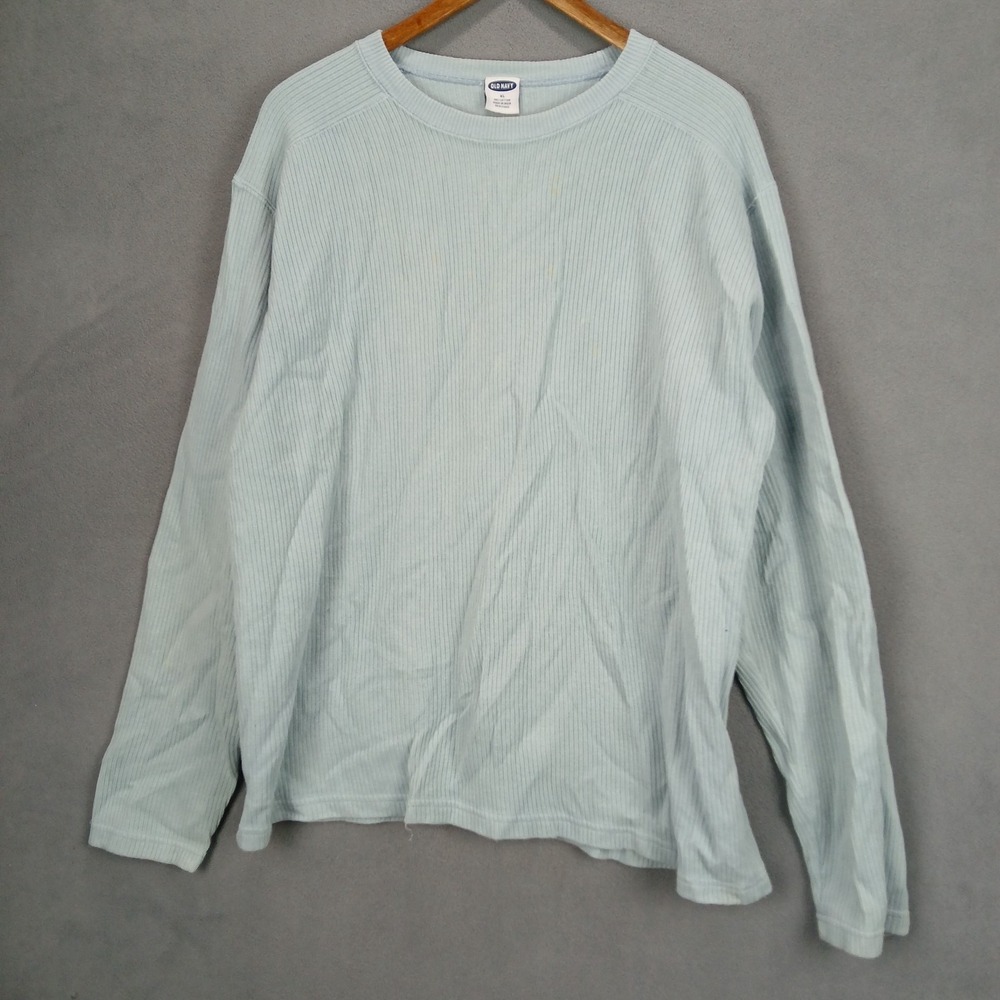 Old Navy Sweater Mens XL Light Blue Cotton Ribbed Knit Long Sleeve Crewneck
